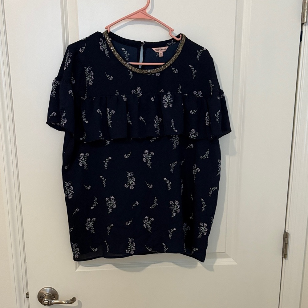 Juicy Couture Navy Floral Women Blouse